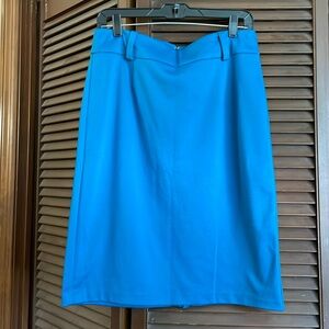 Beautiful teal pencil skirt with back slit.